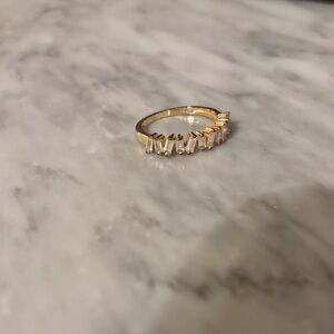 Anthropologie Gold Ring with Clear Accents